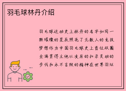 羽毛球林丹介绍